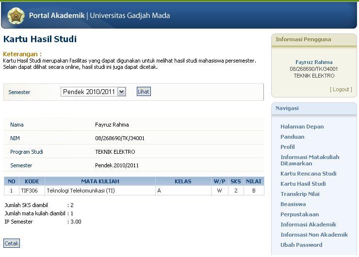 Sistem Informasi – Portal Akademik UGM – Fayruz Rahma